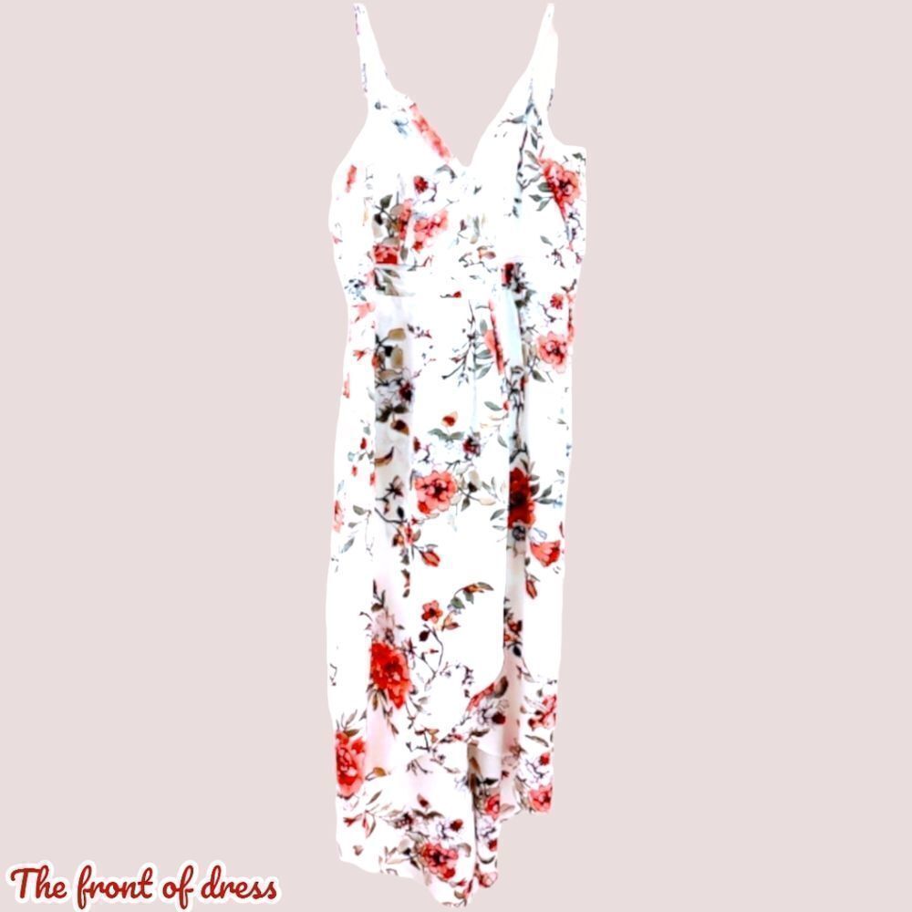 LuLu's My Favorite Day Ivory Floral Print Tulip 🌷 Skirt Midi Dress - Picture 2 of 13